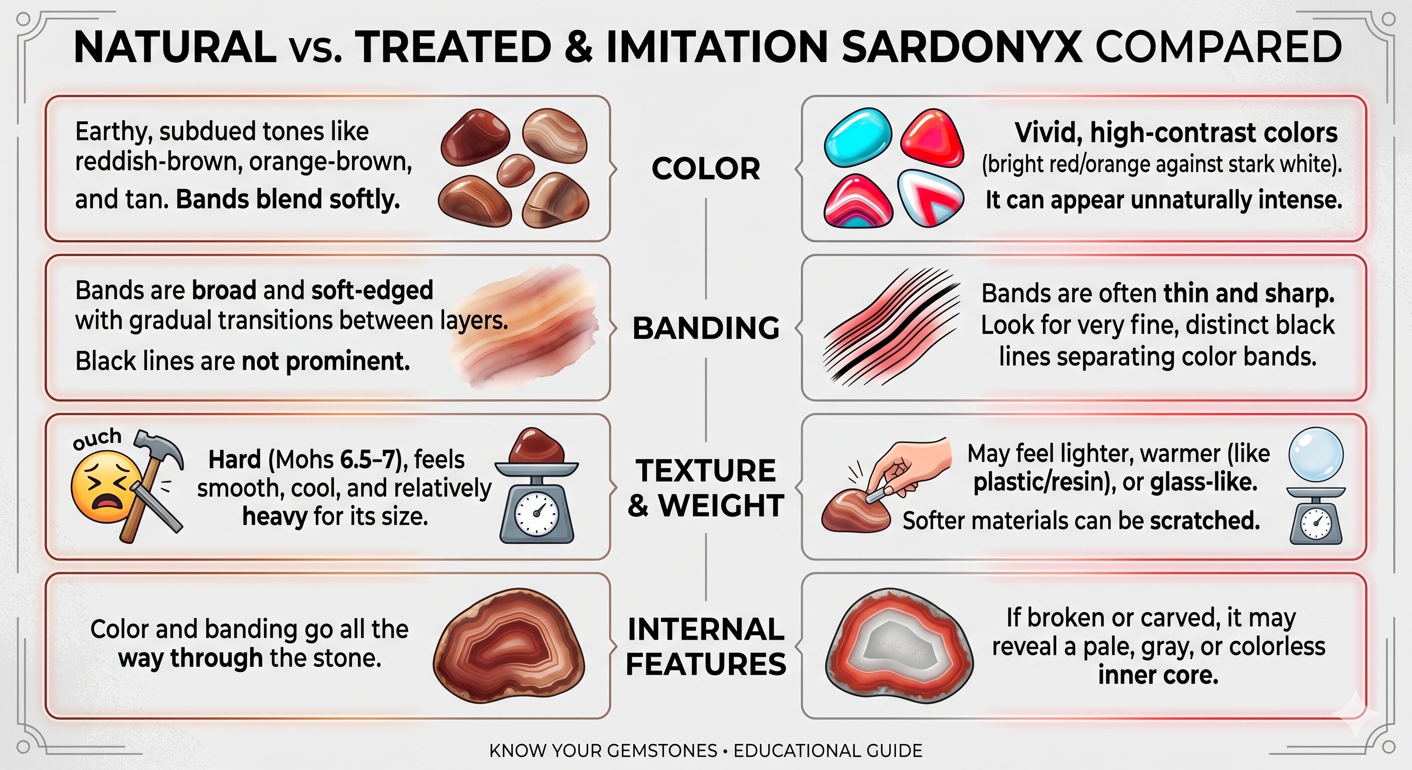 natural V treated sardonyx compared